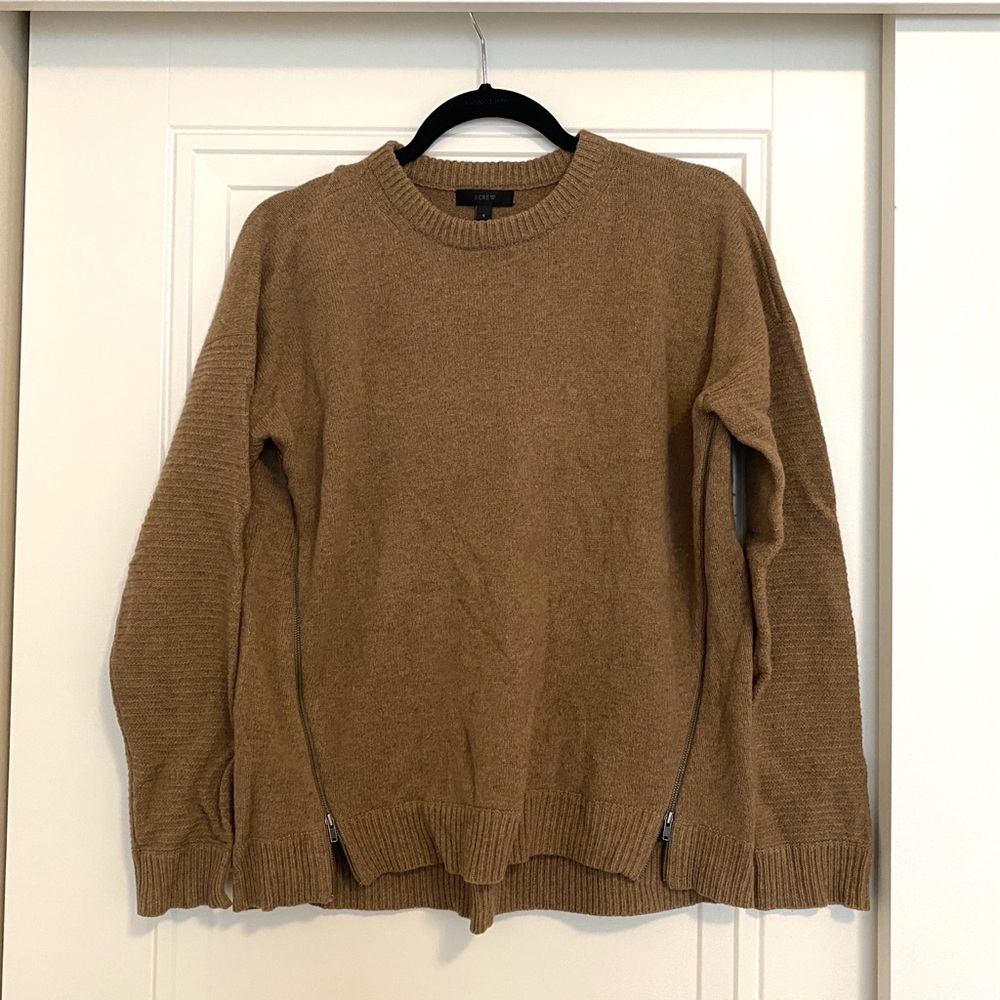 J crew wool sweater with zipper detail